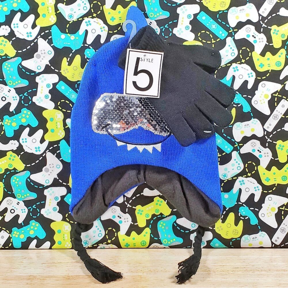 5 Style Kids Critter Winter Beanie Hat Cap + Gloves for Boys & Girls Unisex NWT